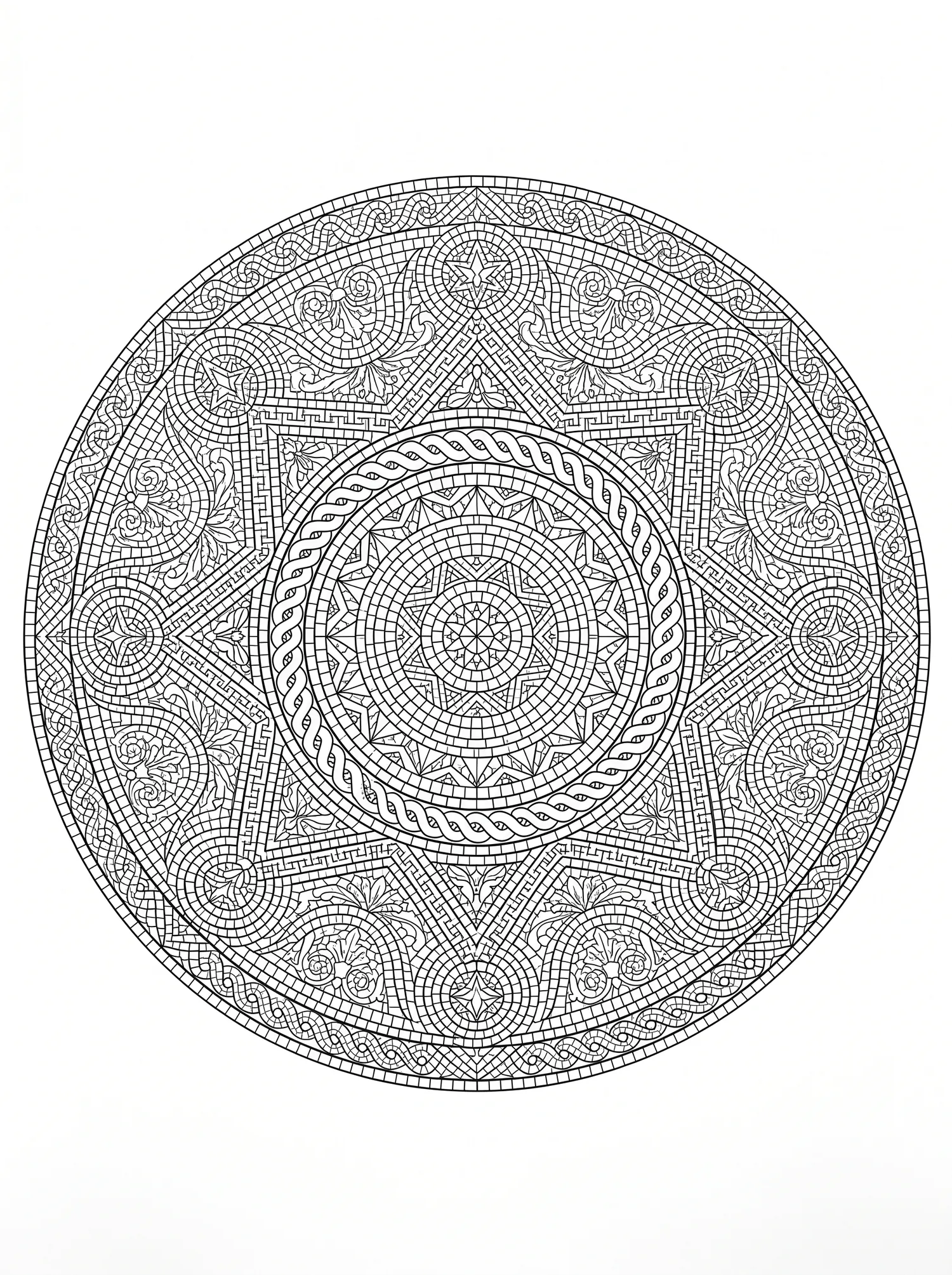 Mandala Mosaïque Romaine - Coloriage mandala à imprimer gratuitement